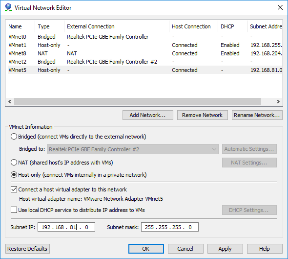 Désactivation du DHCP et définition du subnet id